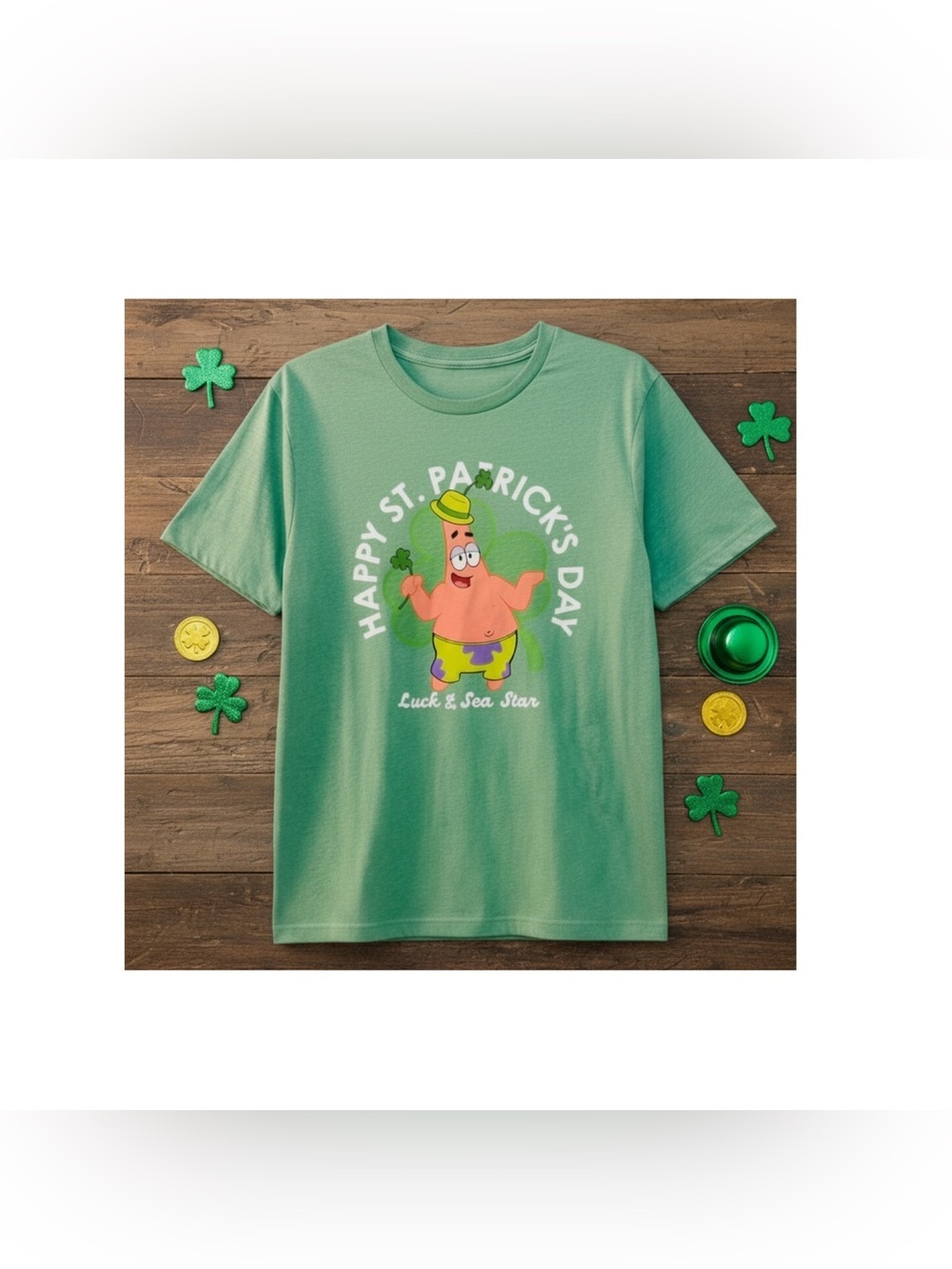 SpongeBob SquarePants Hybrid Apparel 🐠Graphic Tee In Green Size Medium 🐠. NWOT
